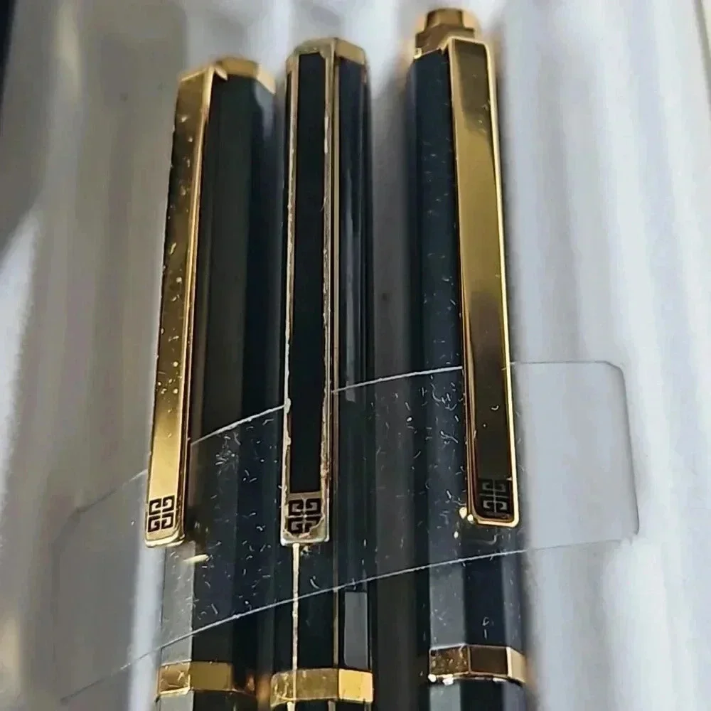 Givenchy Black Ballpoint Pens and Pencil set with Case & Original Box
